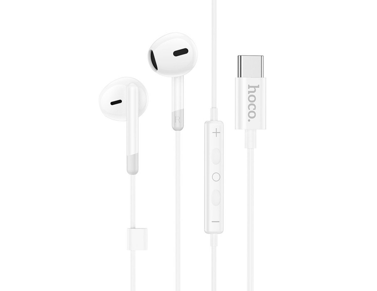 Hands Free Hoco M109 Earphones Stereo USB-C Συμβατά με Όλες τις Συσκευές USB-C Λευκό 1.2m