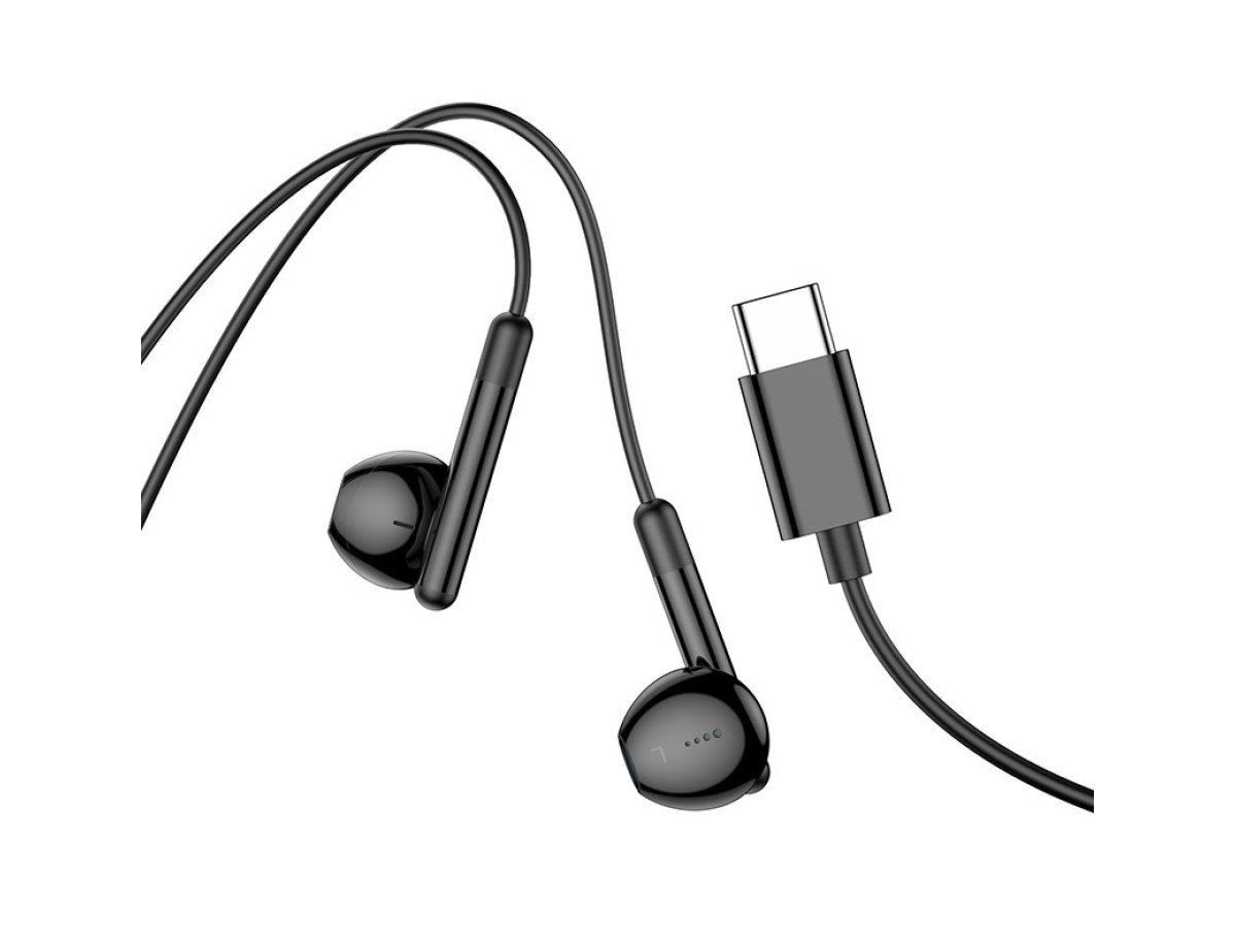 Hands Free Hoco M93 Earphones Stereo USB-C Συμβατά με Όλες τις Συσκευές USB-C Μαύρο 1.2m