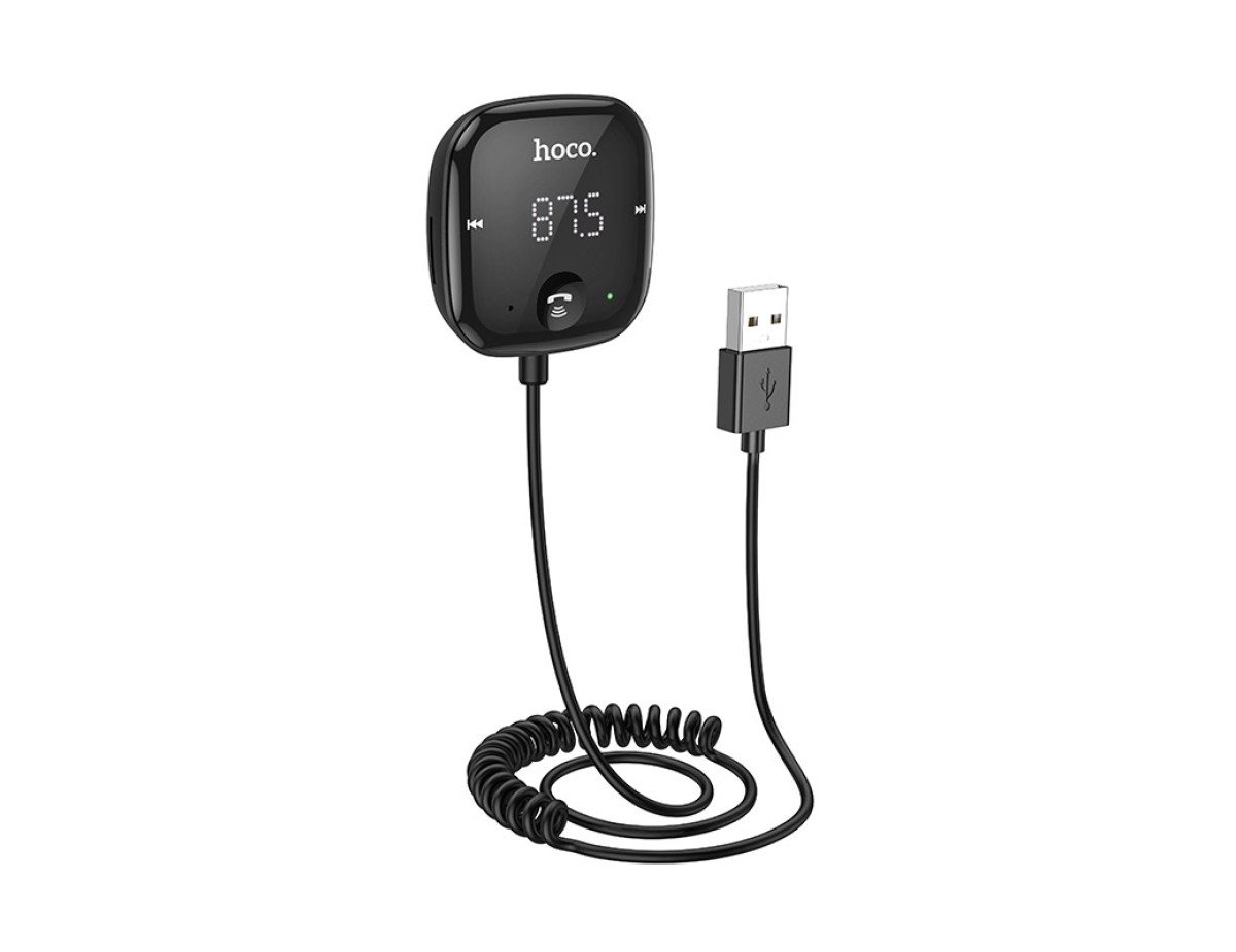 Bluetooth FM Transmitter Hoco E65 Unity MicroSD 32W+3.5mm Jack Playback v5.0 LED Ένδειξη με Ενσωματωμένο Μικρόφωνο Μαύρο 1.1m