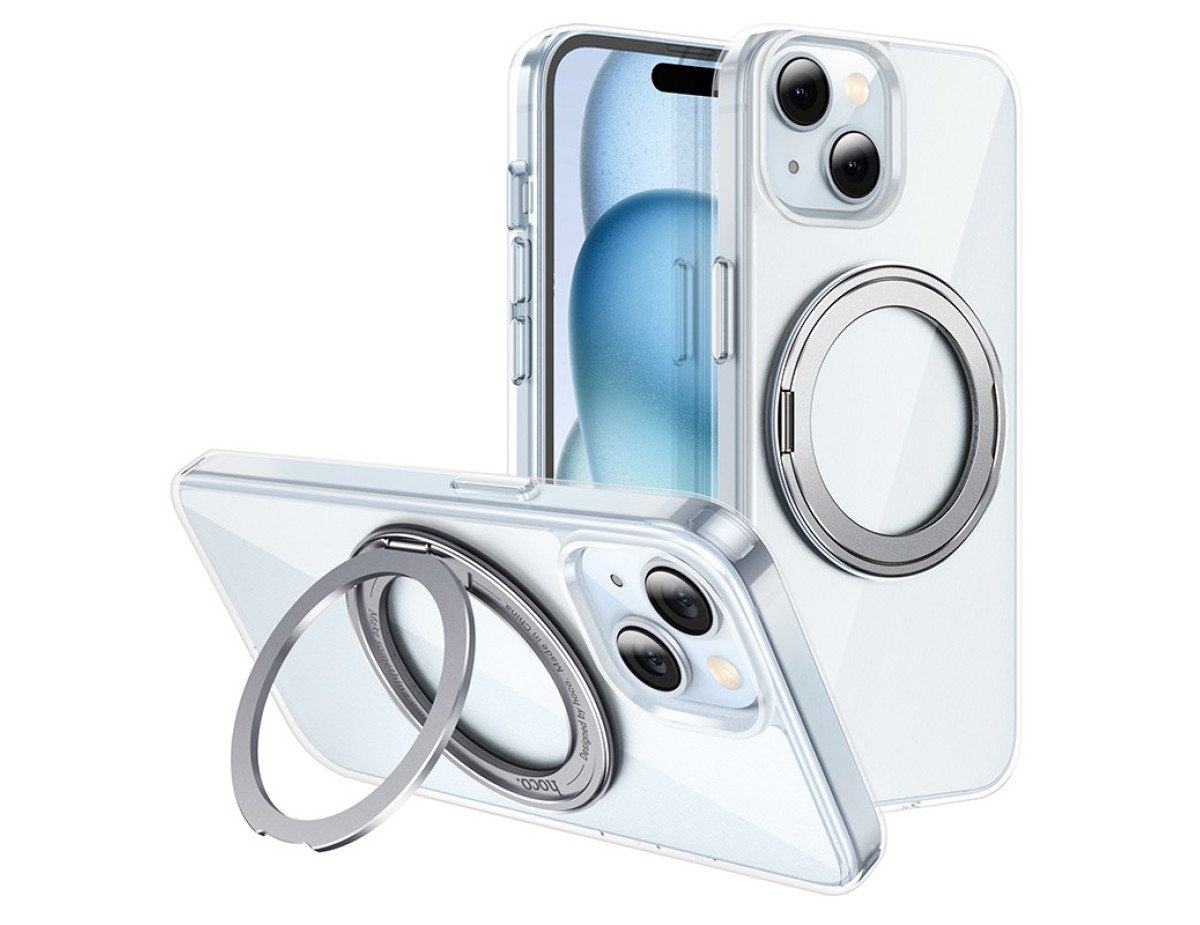 Θήκη Hoco Stand Magnetic Case 2 in 1 Mag-Charge 360° Rotating Ring για Apple iPhone 15 Διάφανη