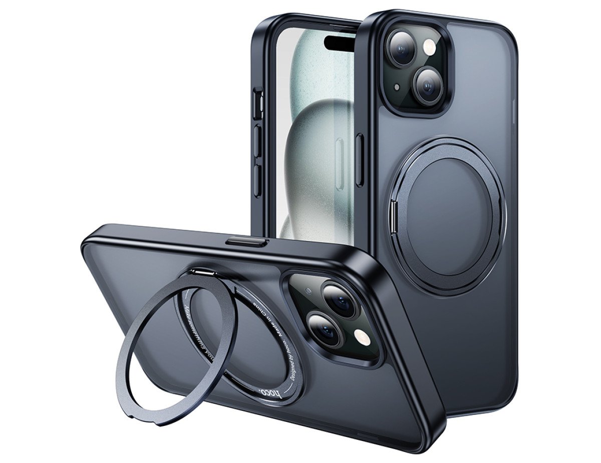 Θήκη Hoco Stand Magnetic Case 2 in 1 Mag-Charge 360° Rotating Ring για Apple iPhone 15 Plus Μαύρο