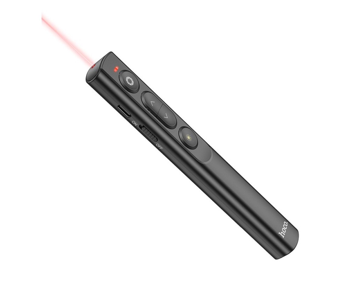 Laser Pointer Hoco GM201 Smart Στυλό Αλλαγή Σελίδας με Μαγνητική Θύρα USB και USB-C και Κόκκινη Δέσμη Φωτός 100m Απόσταση Μαύρο