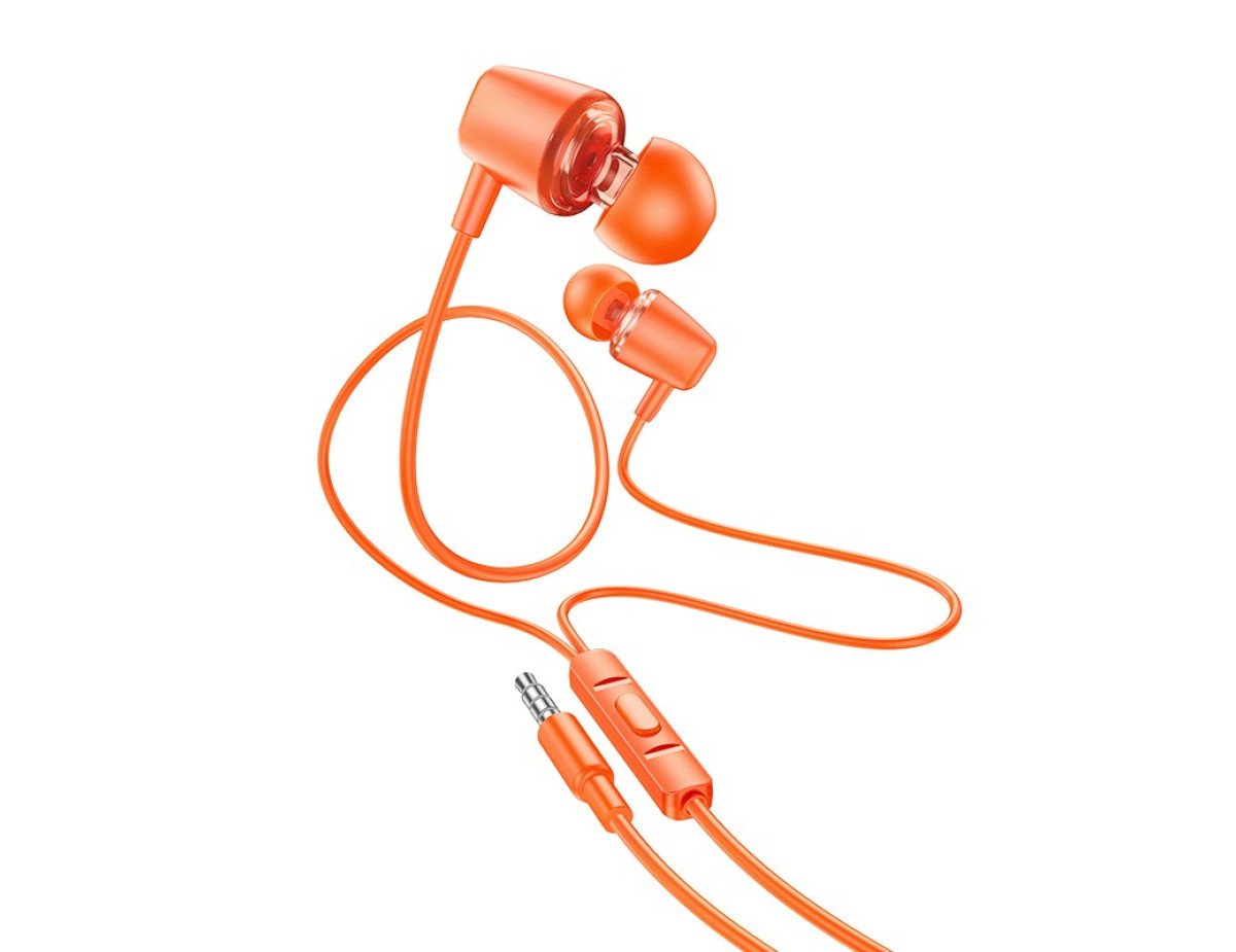 Hands Free Hoco M107 Discoverer Universal Earphones 3.5mm Πορτοκαλί 1.2m