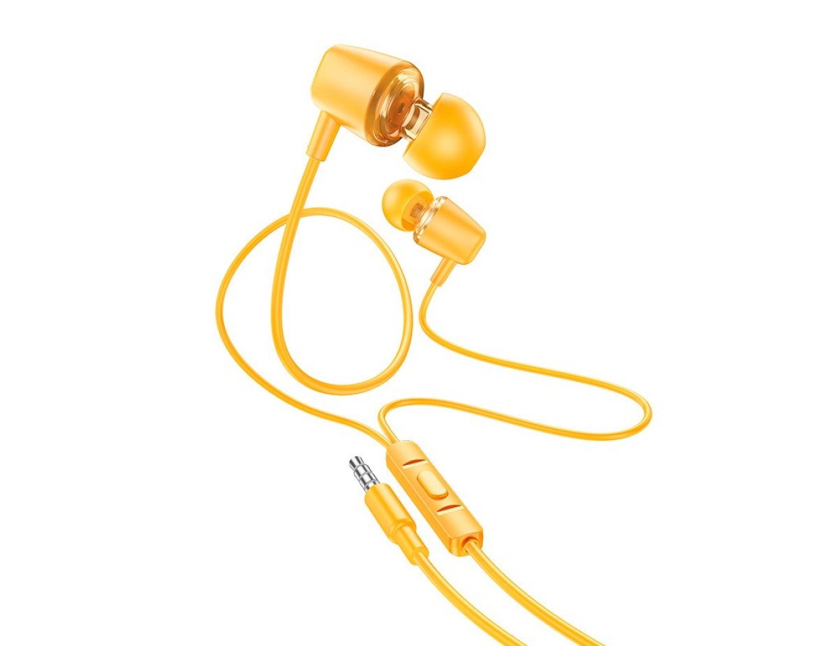 Hands Free Hoco M107 Discoverer Universal Earphones 3.5mm Κίτρινο 1.2m