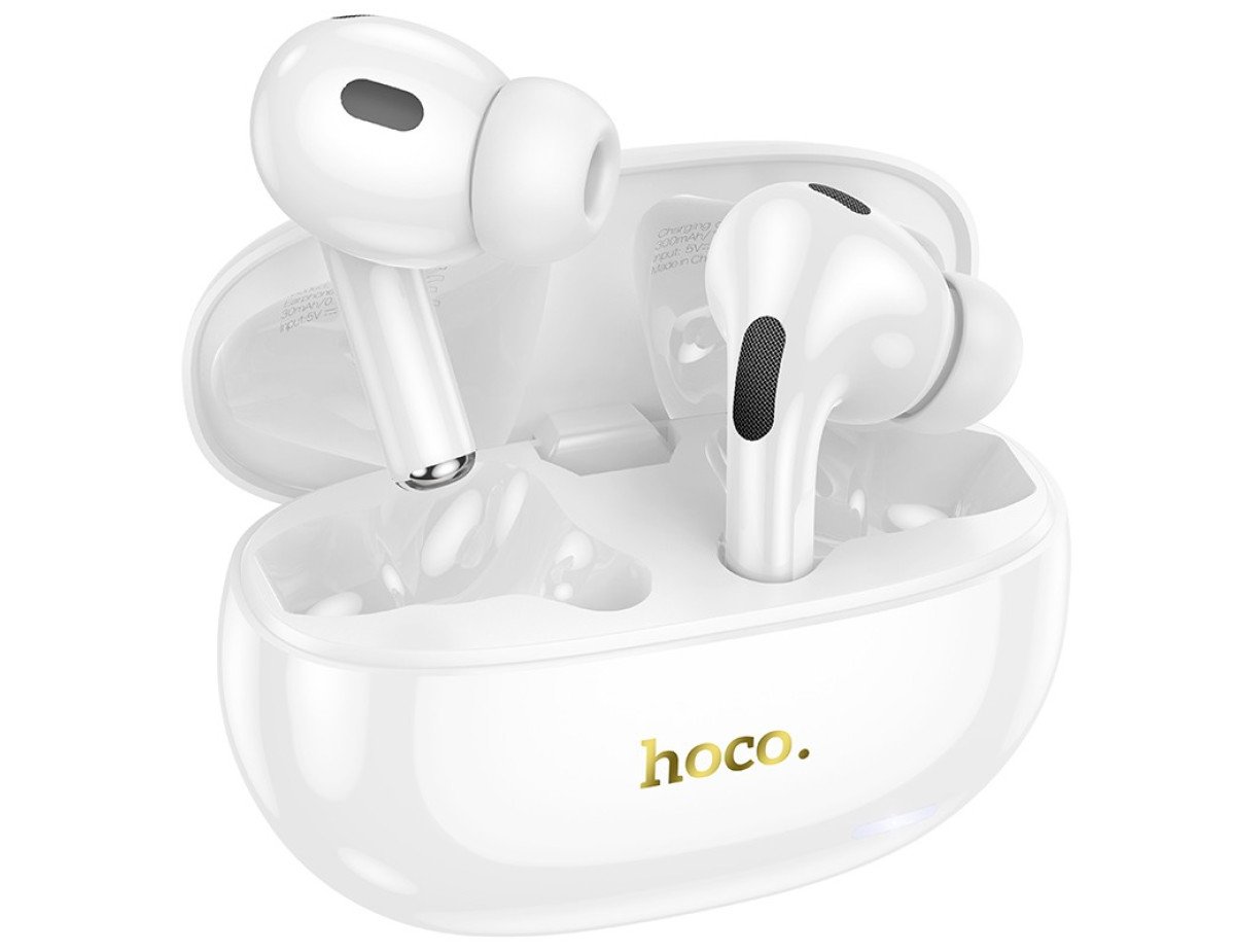 Wireless Hands Free Hoco EW60 Plus Norman TWS V5.3 300mAh με 4 Ώρες Λειτουργίας και Active Noise Cancellation Εναλλαγή Master/Slave Λευκό