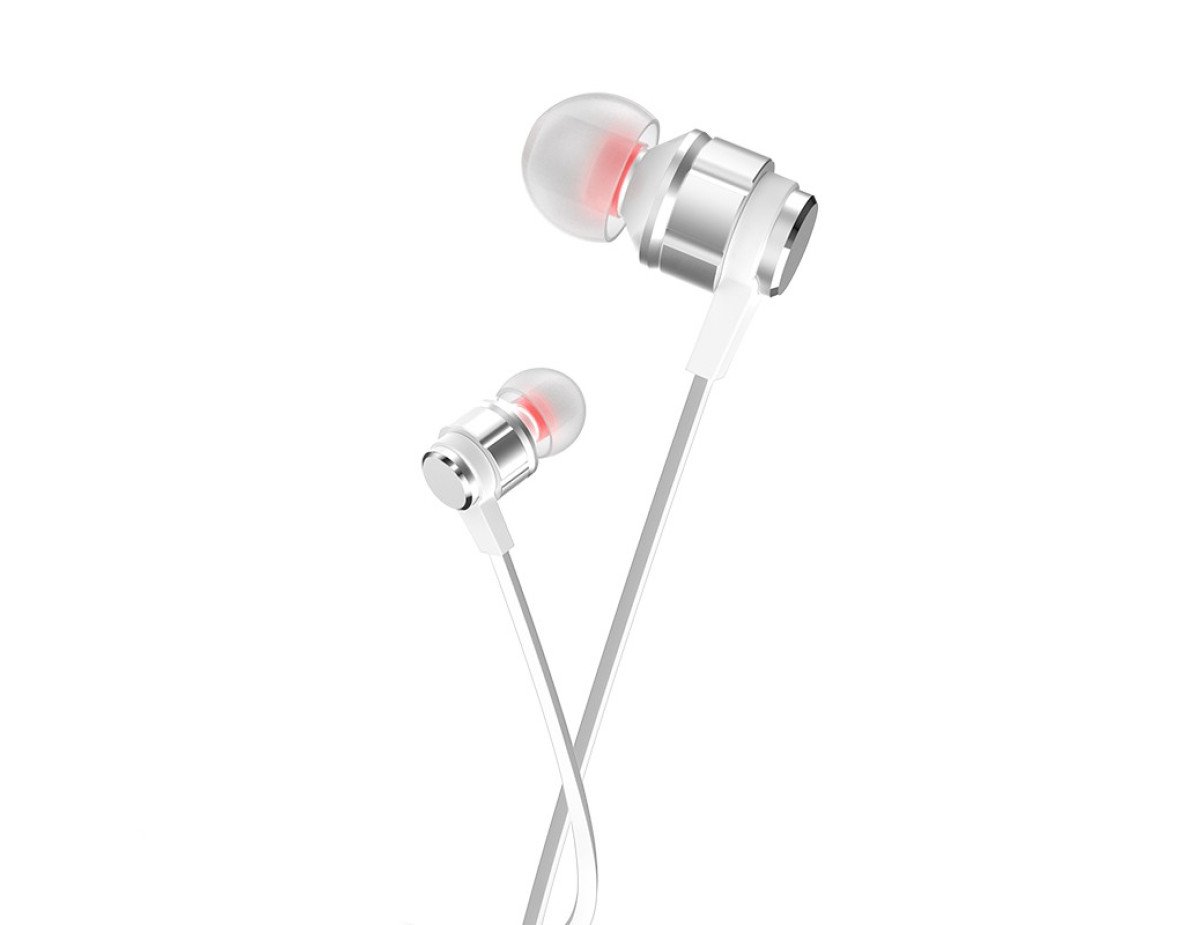 Hands Free Hoco M85 Platinum Sound Universal Earphones Stereo 3.5mm Deep Bass Ασημί 1.2m