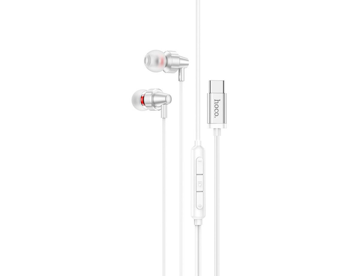 Hands Free Hoco M90 Delight Earphones Deep Bass Stereo USB-C Συμβατά με Όλες τις Συσκευές USB-C Συμβατά με Όλες τις Συσκευές USB-C Ασημί 1.2m