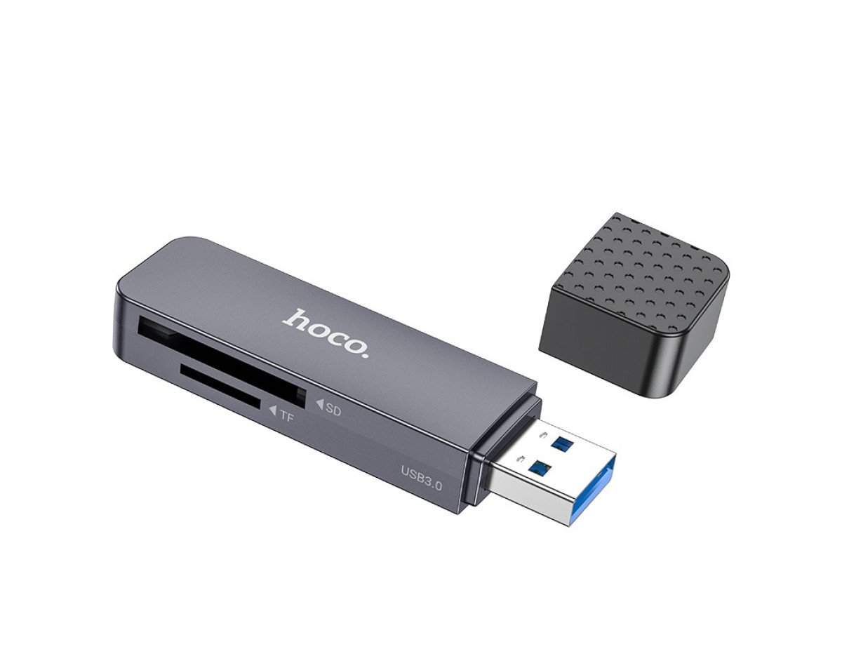 Αναγνώστης Κάρτας Μνήμης Hoco HB45 Spirit 2-σε-1 USB 3.0 έως 5Gbps και 2TB για Micro SD και SD Γκρι