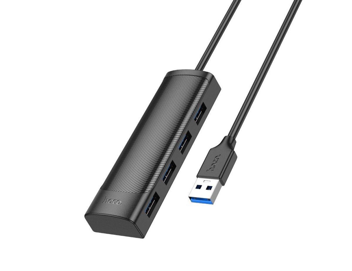 Hub USB Hoco HB41 Easy Safety 4-in-1 USB3.0 σε 4xUSB3.0 5Gbps 5V/3A Μαύρο 1.2m