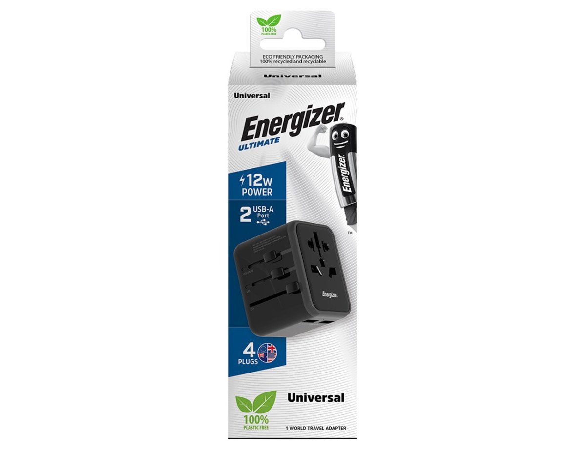 Παγκόσμιος Φορτιστής Ταξιδίου Energizer TA637A  USN/CN AU UK EU με 2XUSB-A 12W  Μαύρο