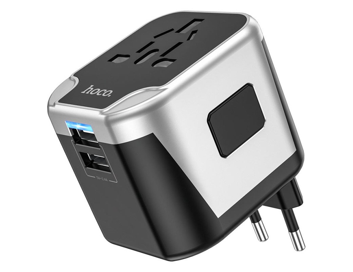 Αντάπτορας Hoco DC60 Universal EU, USA, UK, AUS και 2 x USB 5V / 2.4A