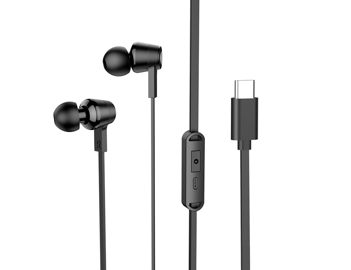 Hands Free Hoco M86 Oceanic Universal Earphones Deep Bass Stereo Συμβατά με Όλες τις Συσκευές USB-C Μαύρο 1.2m