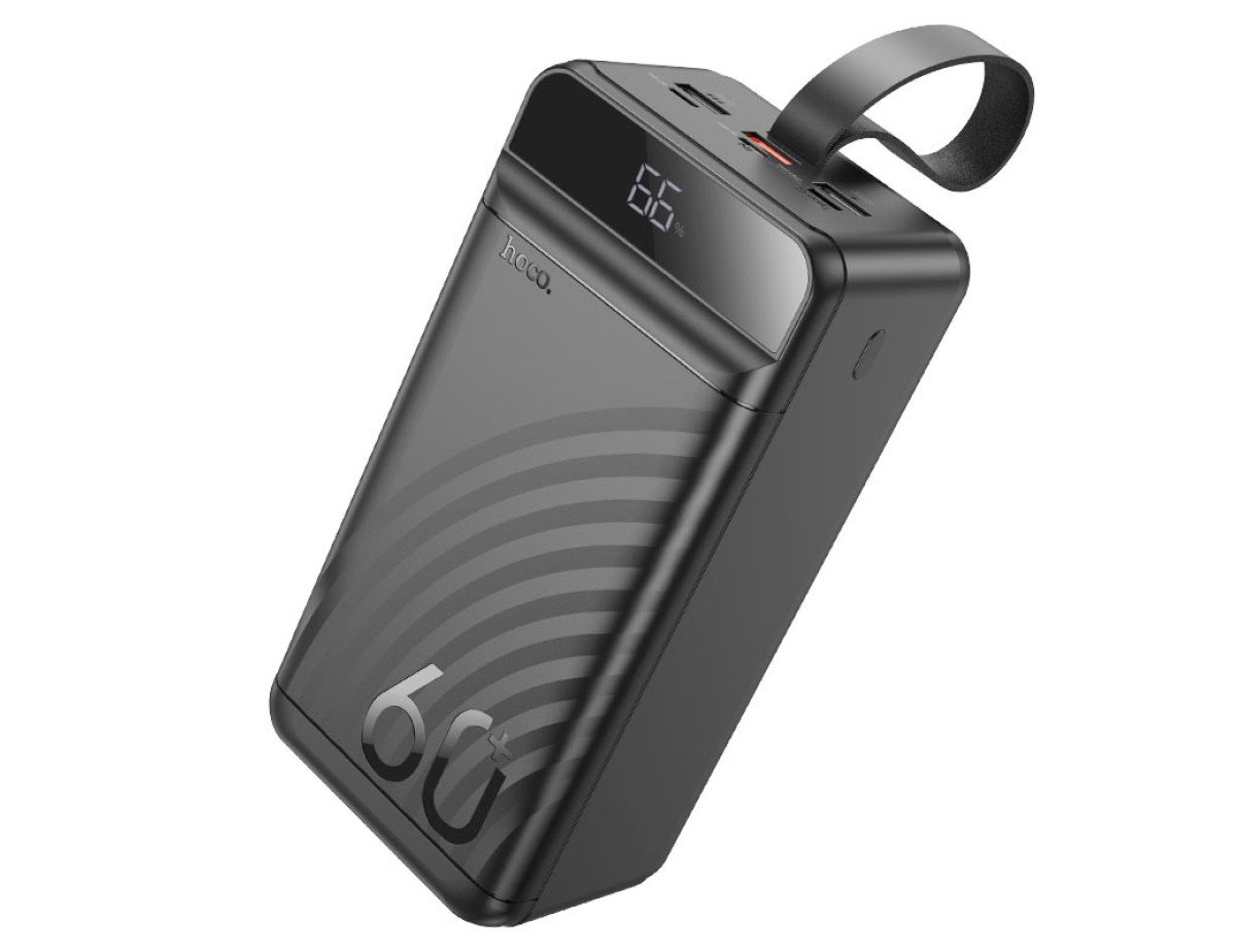 Power Bank Hoco J123C Element 60000mAh με Φακό PD3.0, PD20W, QC3.0, QC2.0 με 3xUSB-A και USB-C Μαύρο