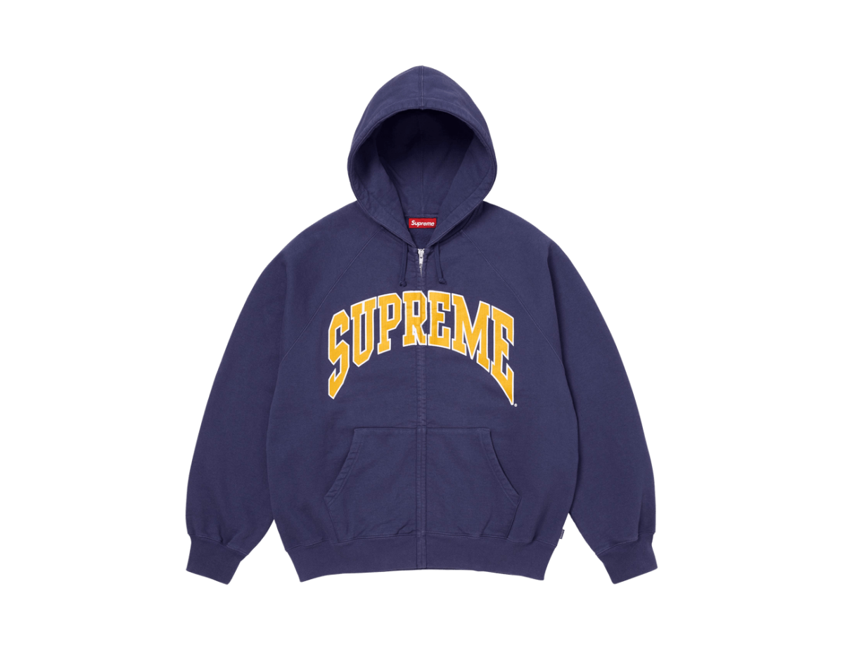 Supreme Cracked Raglan Zip Up Hooded Sweatshirt 'Washed Navy' Supreme Cracked Raglan Zip Up Hooded Sweatshirt 'Washed Navy'