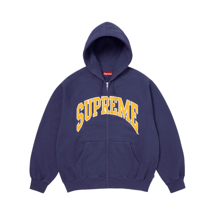 Supreme Cracked Raglan Zip Up Hooded Sweatshirt 'Washed Navy' Supreme Cracked Raglan Zip Up Hooded Sweatshirt 'Washed Navy'