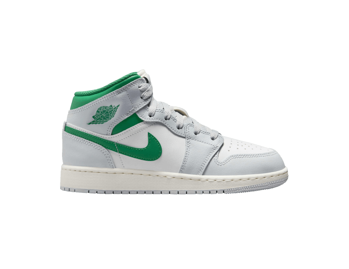 Jordan 1 Mid White Pure Platinum Pine Green (GS)