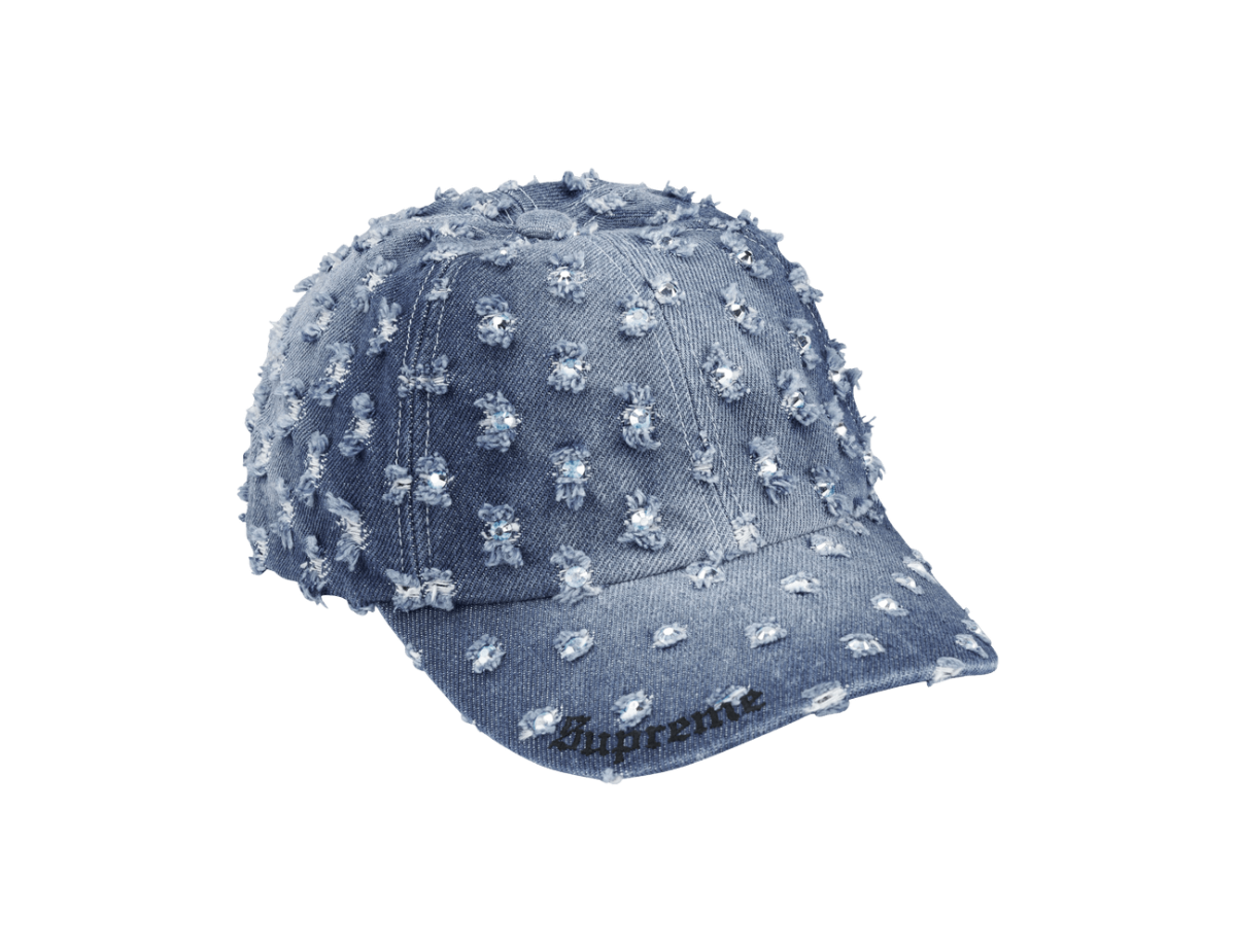 Supreme Hole Punch Rhinestone Denim 6-Panel 'Washed Indigo'