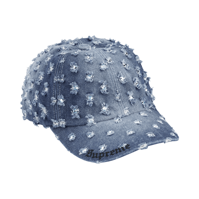 Supreme Hole Punch Rhinestone Denim 6-Panel 'Washed Indigo'