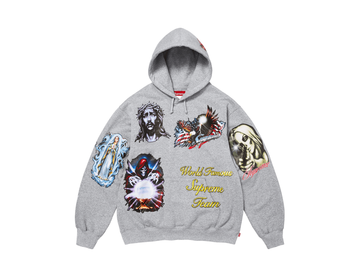 Supreme Stickers Hooded Sweatshirt Heather Grey