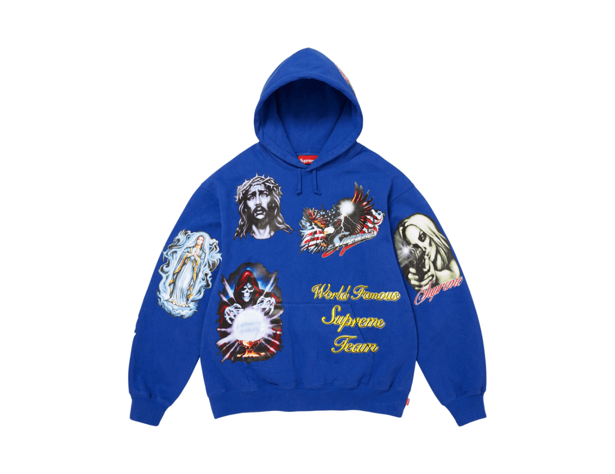 Supreme Stickers Hooded Sweatshirt Royal