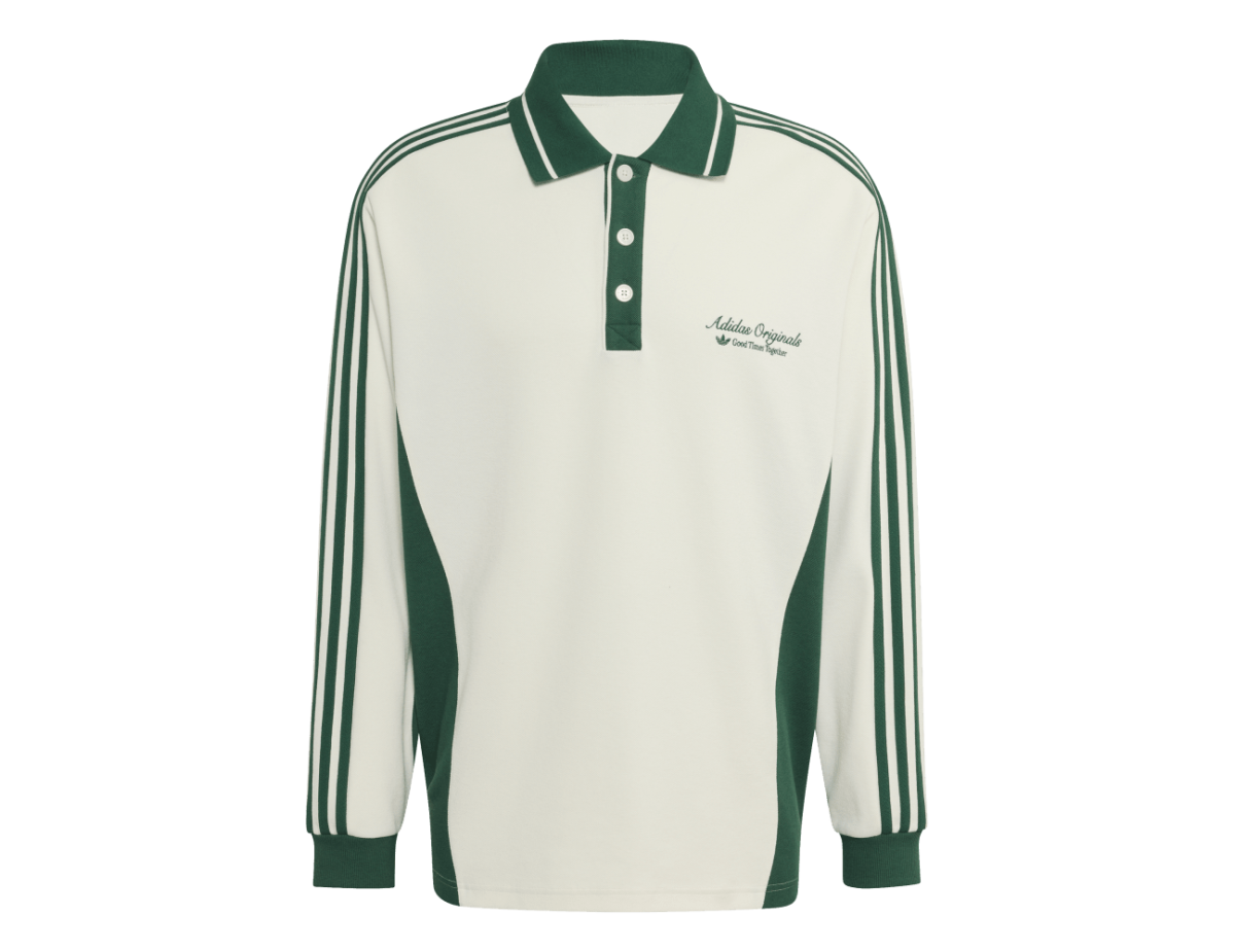 adidas Long Sleeved Polo Shirt Off White Dark Green adidas Long Sleeved Polo Shirt Off White Dark Green