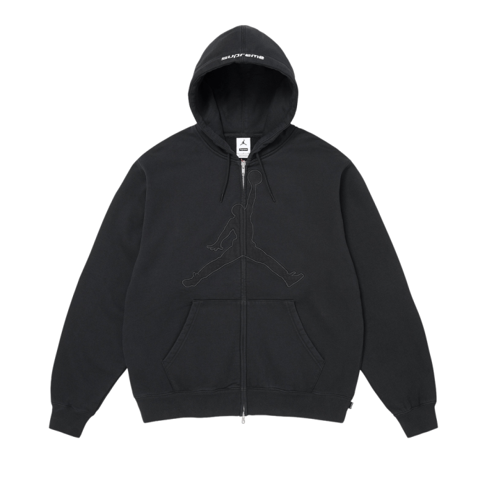 Supreme x Jordan Zip Up Hooded Sweatshirt 'Black'