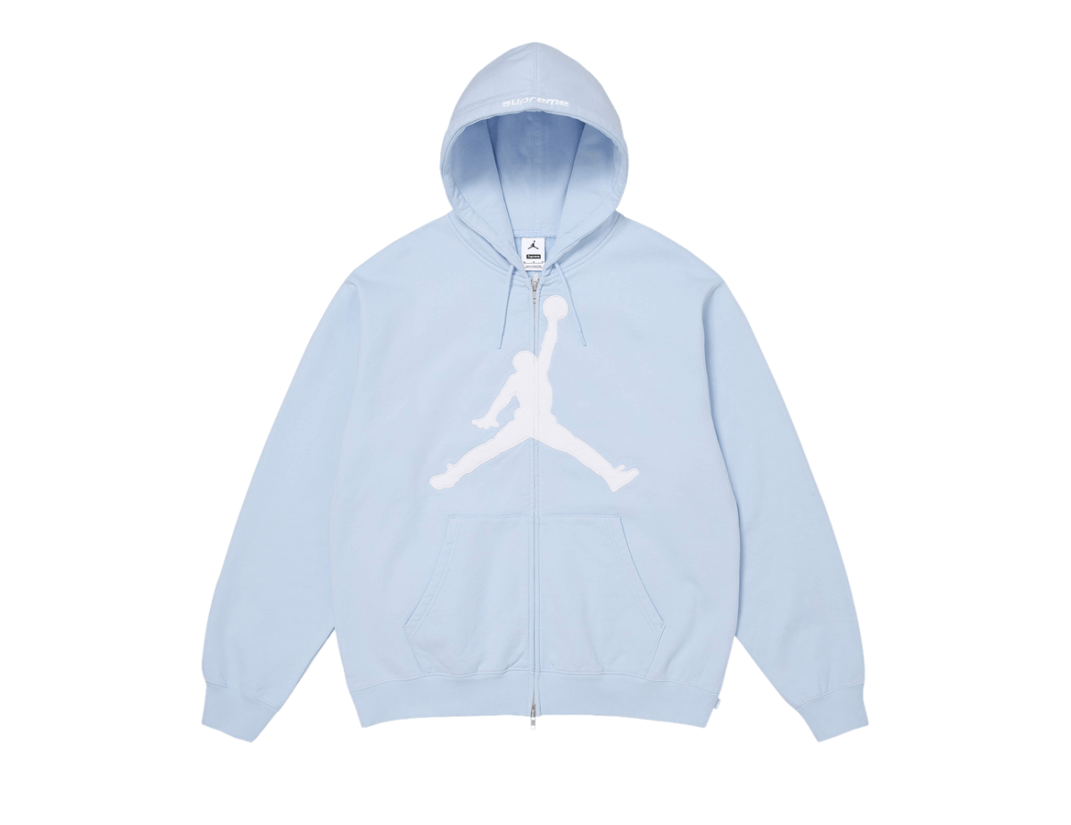 Supreme x Jordan Zip Up Hooded Sweatshirt 'Light Blue' Supreme x Jordan Zip Up Hooded Sweatshirt 'Light Blue'
