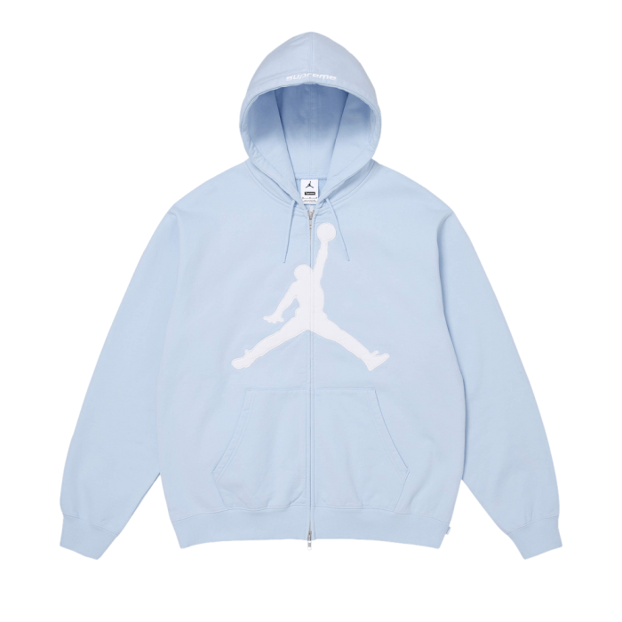 Supreme x Jordan Zip Up Hooded Sweatshirt 'Light Blue'