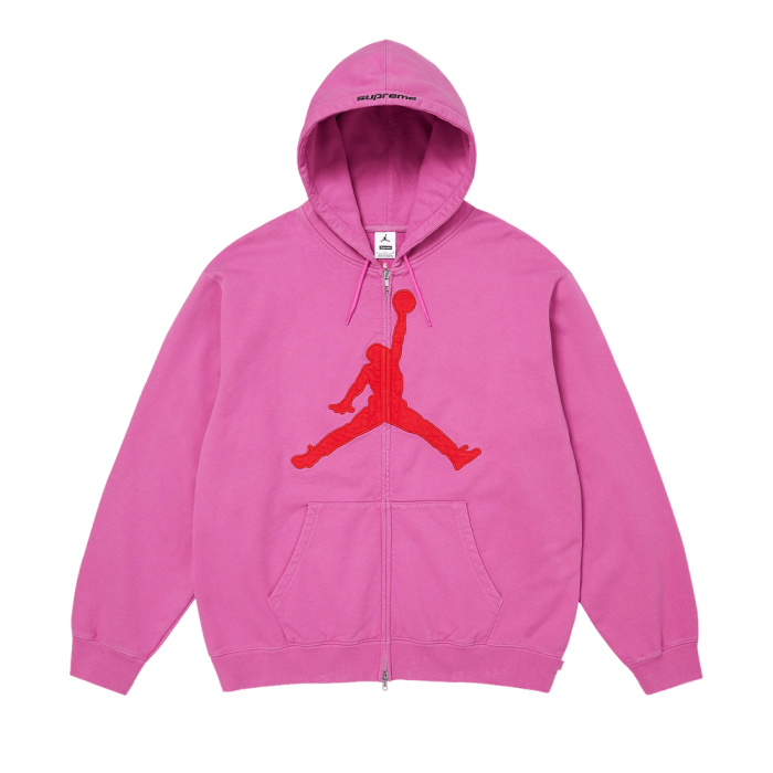 Supreme x Jordan Zip Up Hooded Sweatshirt 'Pink'