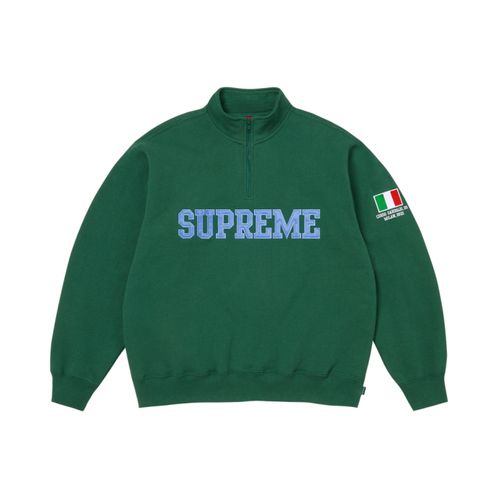 Supreme Shop Flag Half Zip Pullover 'Dark Green Milan'