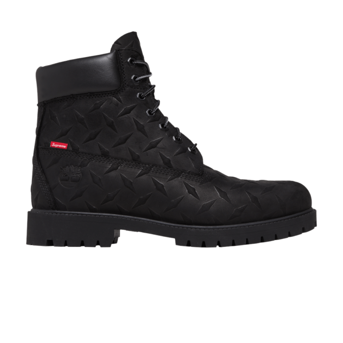 Supreme x Timberland 6 Inch Premium Waterproof Boot Embossed Diamond Plate Black