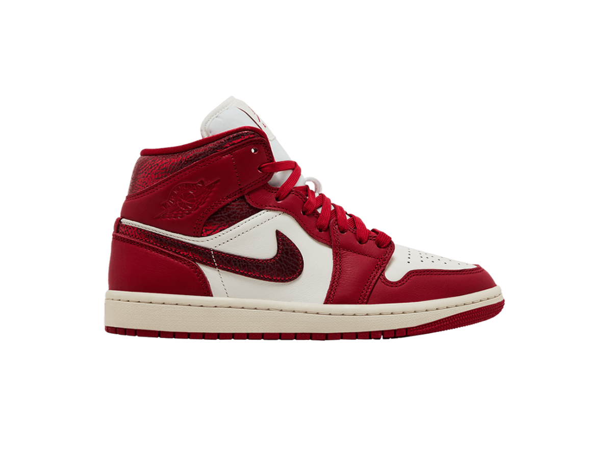 Jordan 1 Mid SE Red Cracked Leather (Women's)