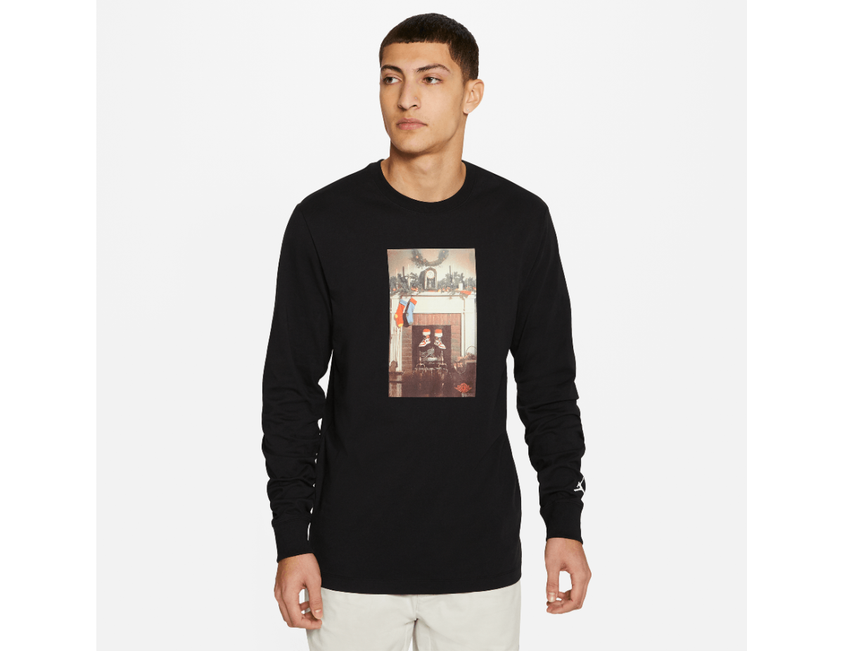 Jordan Jumpman Chimney Men's Long-Sleeve T-Shirt Black/White Jordan Jumpman Chimney Men's Long-Sleeve T-Shirt Black/White