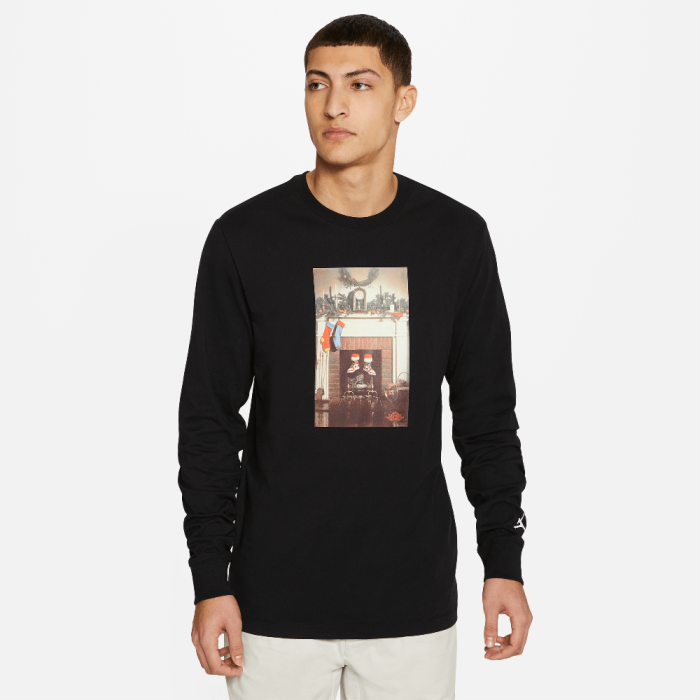 Jordan Jumpman Chimney Men's Long-Sleeve T-Shirt Black/White Jordan Jumpman Chimney Men's Long-Sleeve T-Shirt Black/White