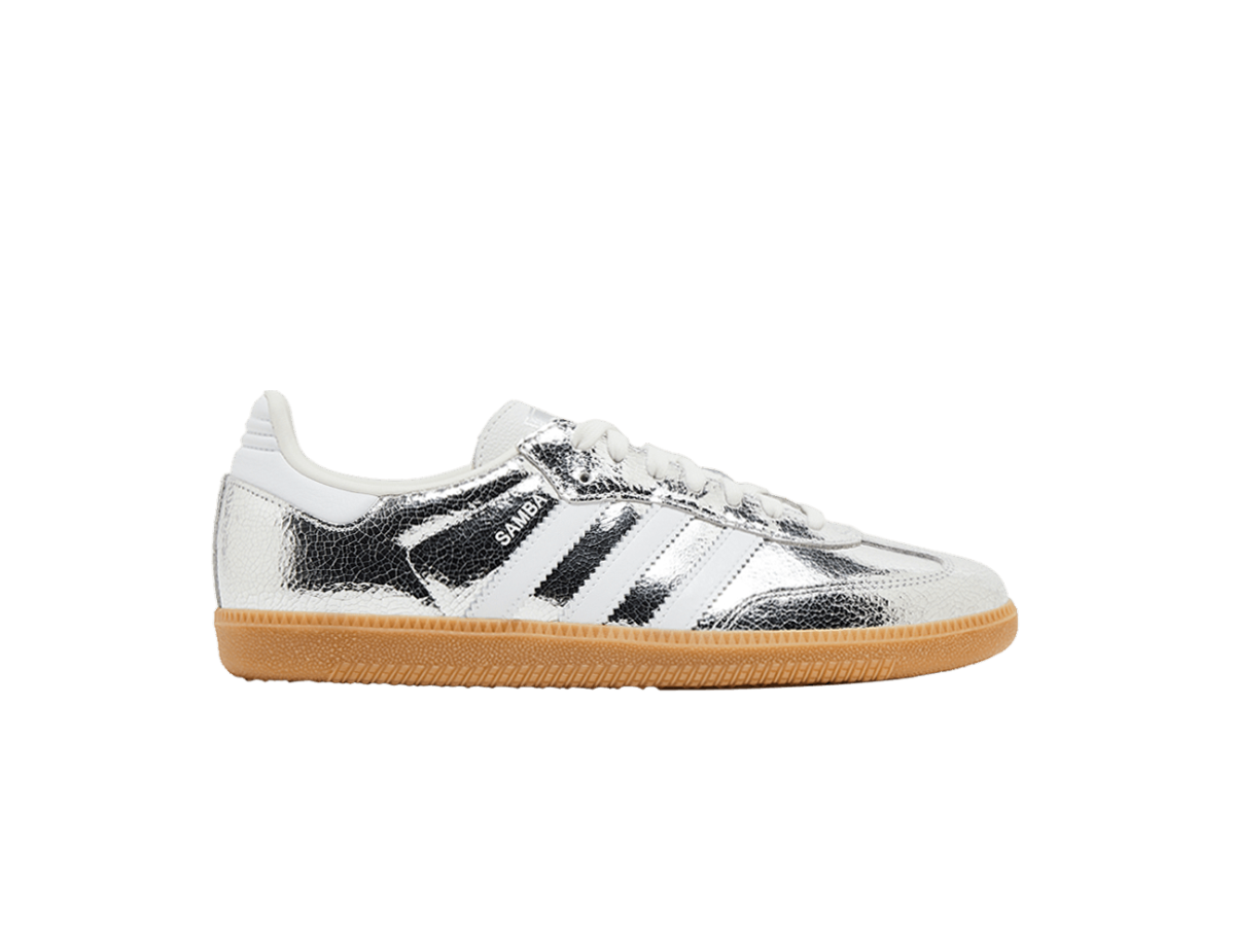 adidas Samba OG Silver Metallic Cracked Leather (Women's)