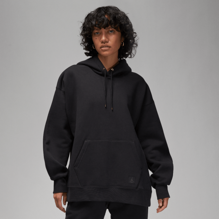 Jordan Flight Fleece Women's Satin-Lined Pullover Hoodie Black Jordan Flight Fleece Women's Satin-Lined Pullover Hoodie Black