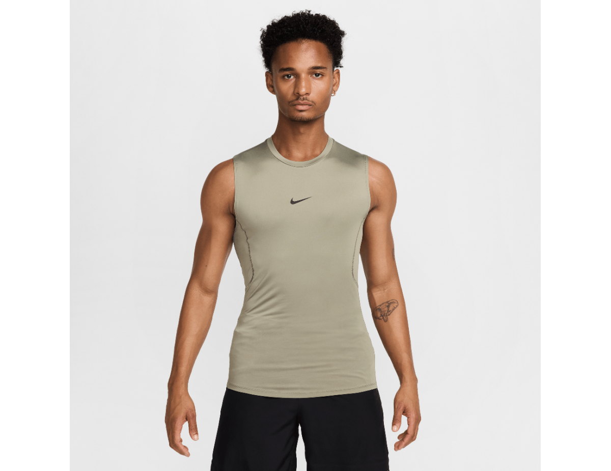 Nike Pro Men's Dri-FIT Tight Sleeveless Fitness Top Light Army/Black