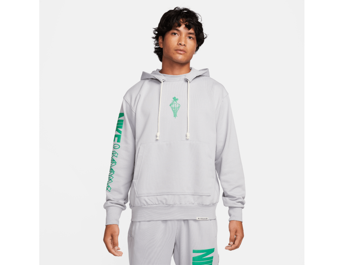 Nike Standard Issue Men's Dri-FIT Pullover Hoodie Wolf Grey/Stadium Green