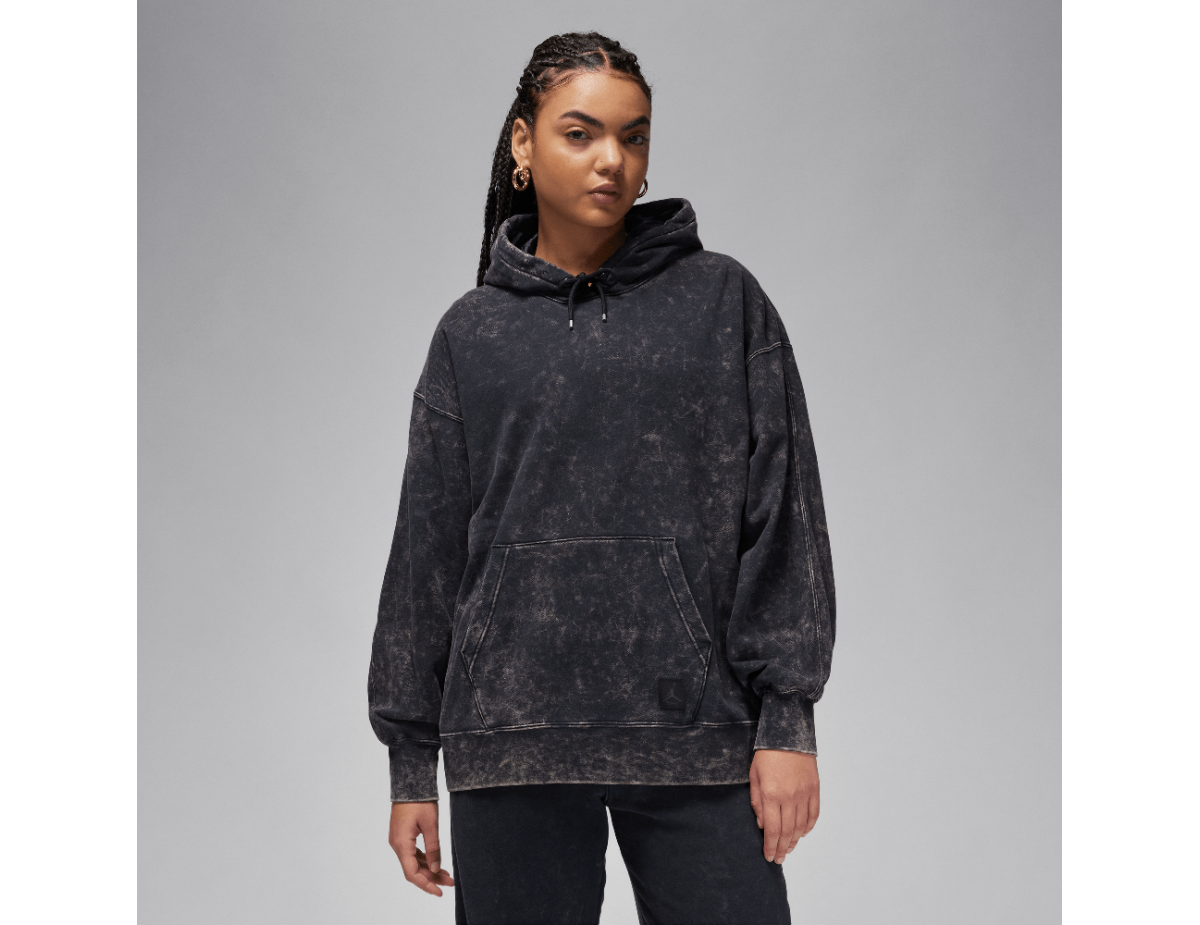 Jordan Flight Fleece Women's Satin-Lined Washed Hoodie Black Jordan Flight Fleece Women's Satin-Lined Washed Hoodie Black