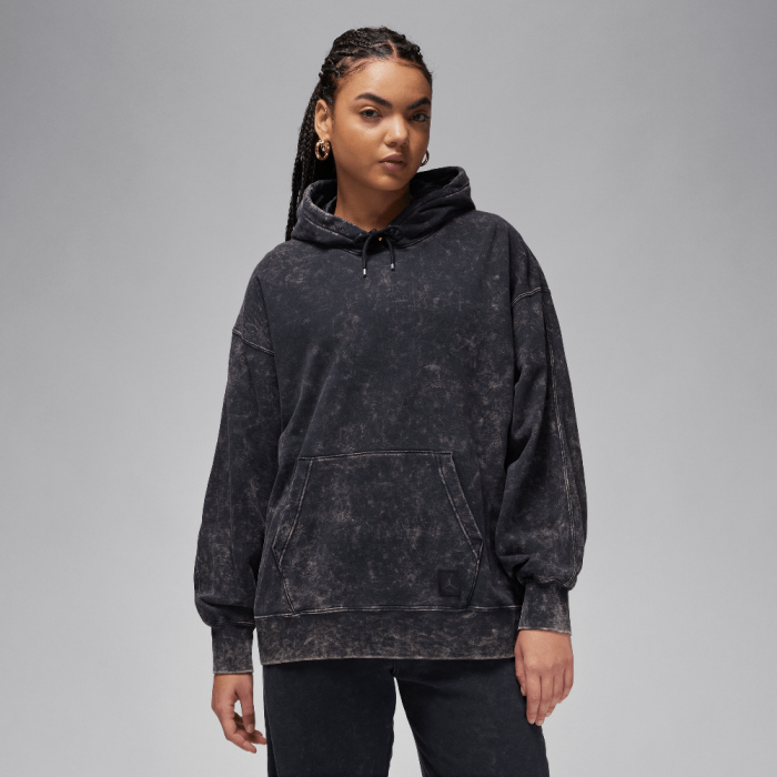 Jordan Flight Fleece Women's Satin-Lined Washed Hoodie Black Jordan Flight Fleece Women's Satin-Lined Washed Hoodie Black