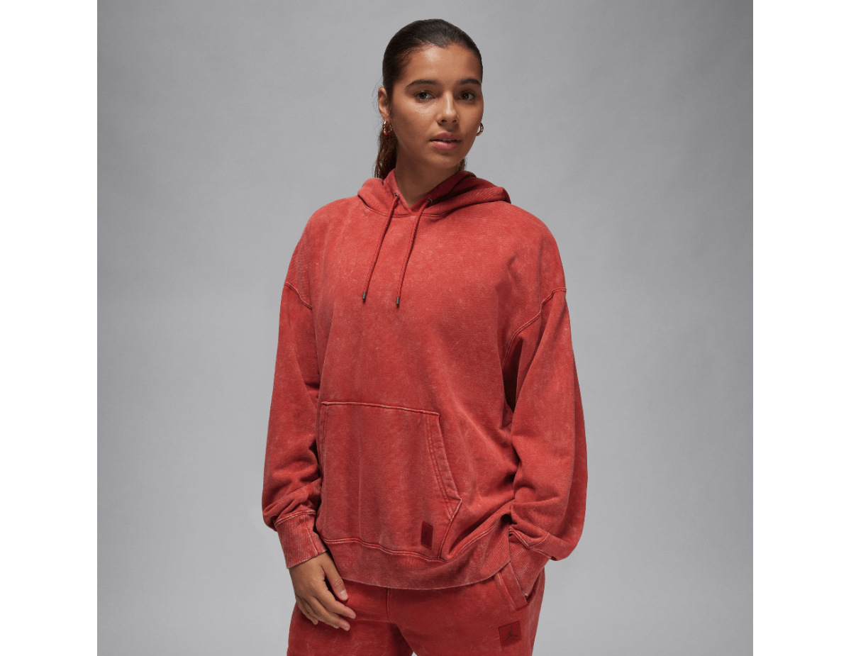 Jordan Flight Fleece Women's Satin-Lined Washed Hoodie Dune Red
