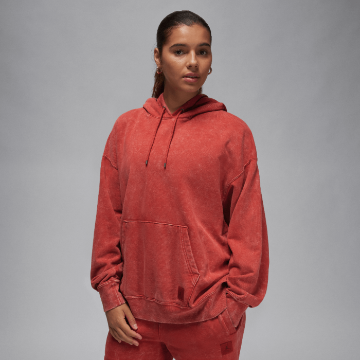 Jordan Flight Fleece Women's Satin-Lined Washed Hoodie Dune Red