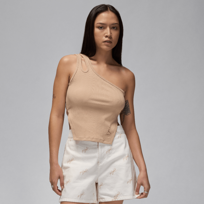 Jordan Women's Asymmetrical Ribbed Tank Legend Medium Brown Jordan Women's Asymmetrical Ribbed Tank Legend Medium Brown