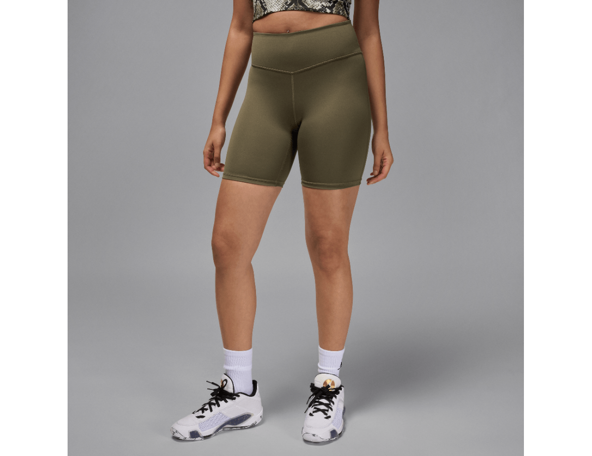 Jordan Sport Women's High-Waisted 7" Bike Shorts Medium Olive/White Jordan Sport Women's High-Waisted 7" Bike Shorts Medium Olive/White