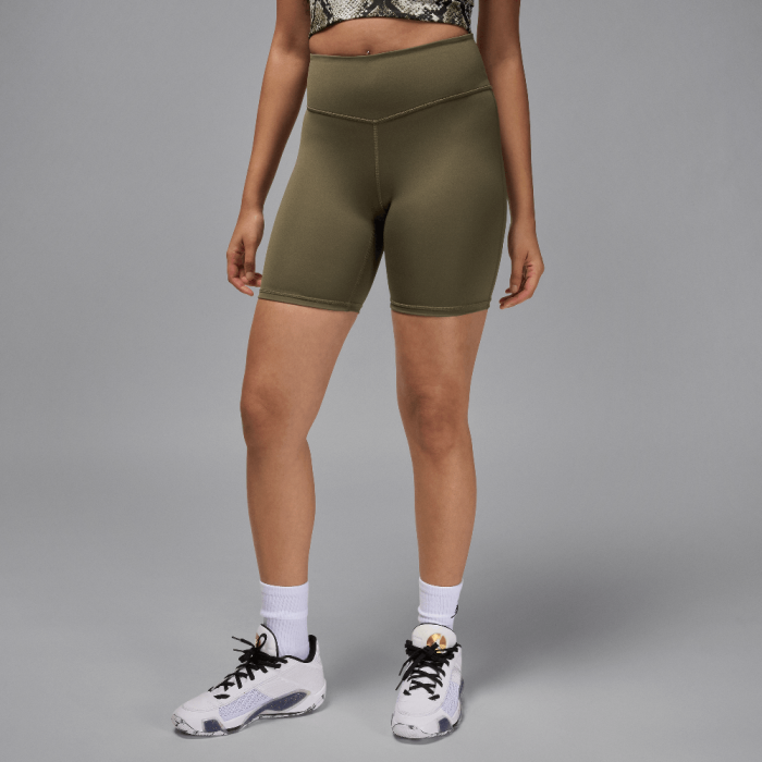 Jordan Sport Women's High-Waisted 7" Bike Shorts Medium Olive/White