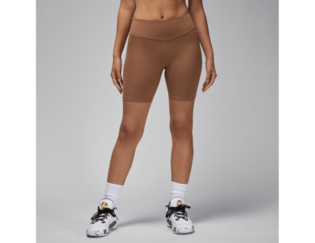 Jordan Sport Women's High-Waisted 7" Bike Shorts Archaeo Brown/White Jordan Sport Women's High-Waisted 7" Bike Shorts Archaeo Brown/White