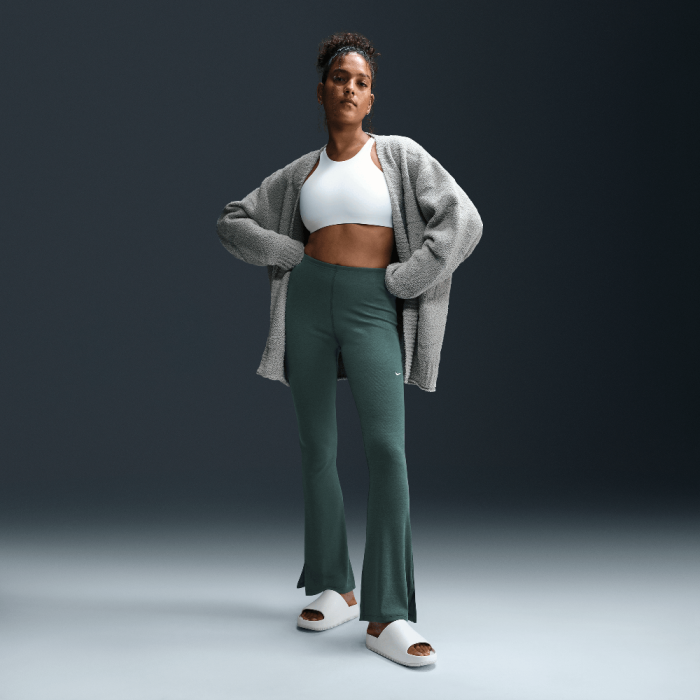 Nike Sportswear Chill Knit Women's Tight Mini-Rib Flared Leggings Vintage Green/Sail Nike Sportswear Chill Knit Women's Tight Mini-Rib Flared Leggings Vintage Green/Sail