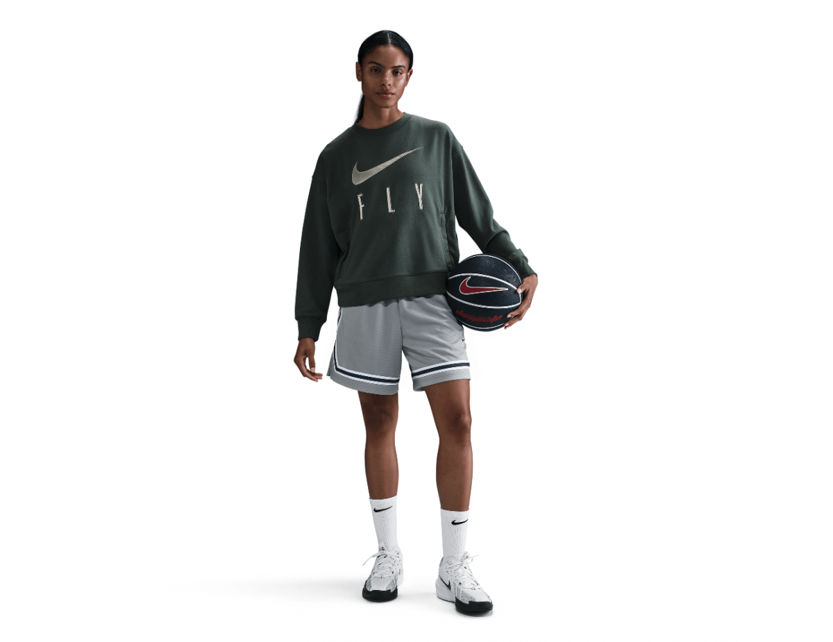 Nike Swoosh Fly Women's Dri-FIT French Terry Crew-Neck Basketball Sweatshirt Vintage Green/Jade Horizon/White