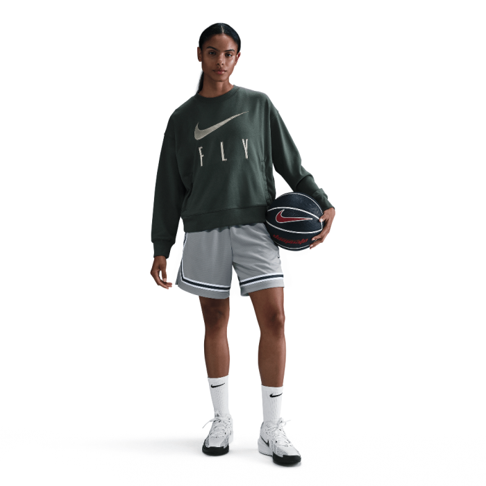 Nike Swoosh Fly Women's Dri-FIT French Terry Crew-Neck Basketball Sweatshirt Vintage Green/Jade Horizon/White Nike Swoosh Fly Women's Dri-FIT French Terry Crew-Neck Basketball Sweatshirt Vintage Green/Jade Horizon/White