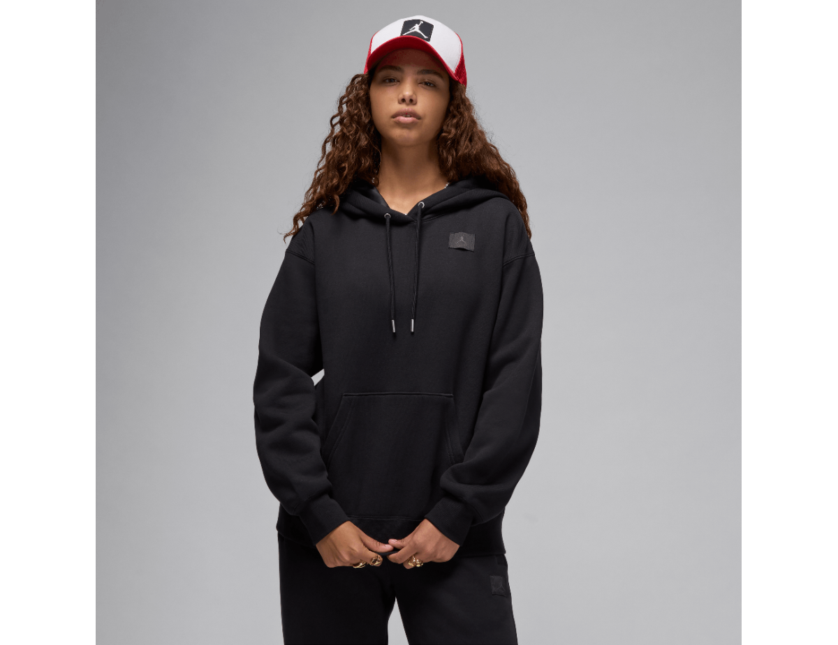 Jordan Flight Fleece Women's Satin-Lined Pullover Hoodie Black/Dark Smoke Grey